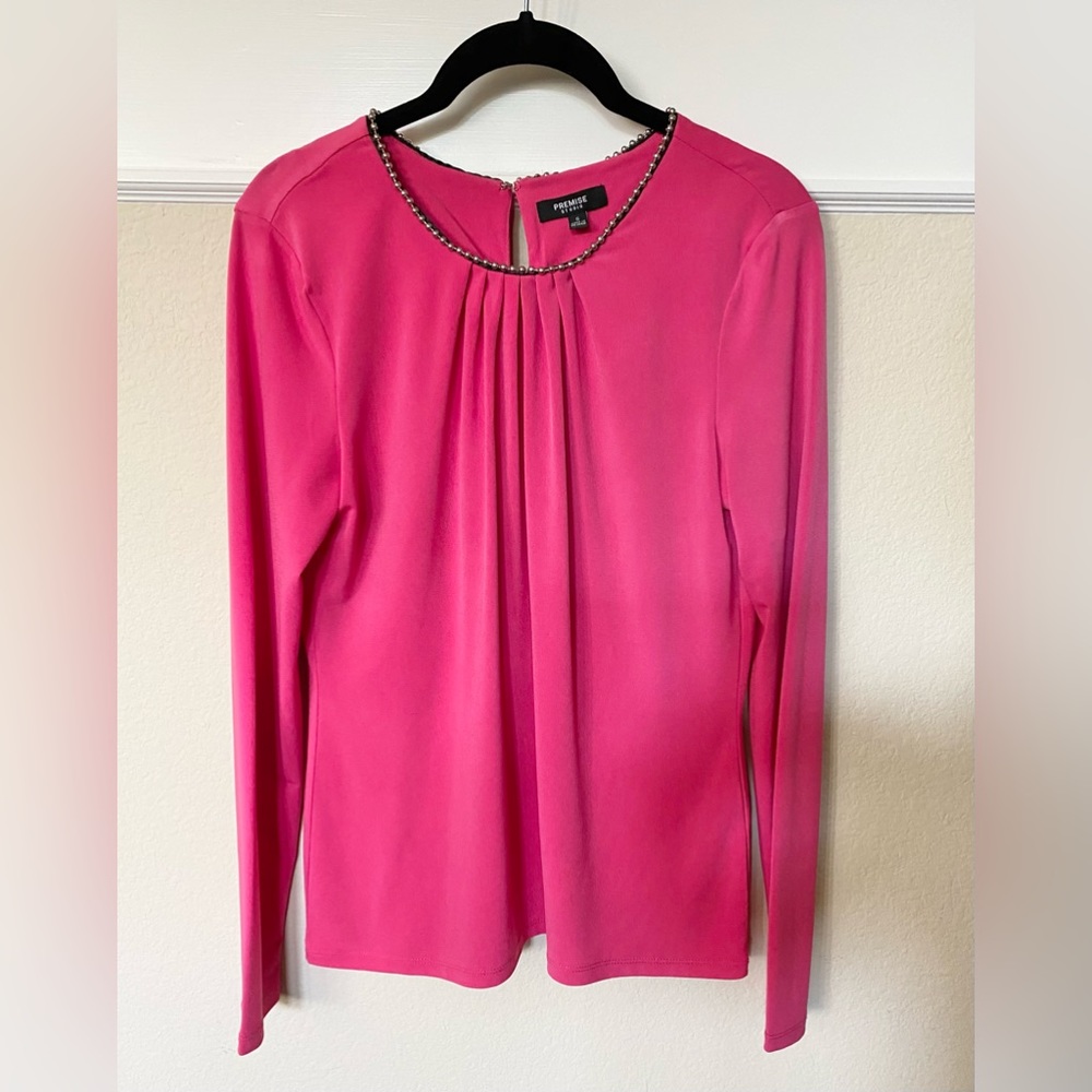 Premise Beaded neckline fuchsia top
